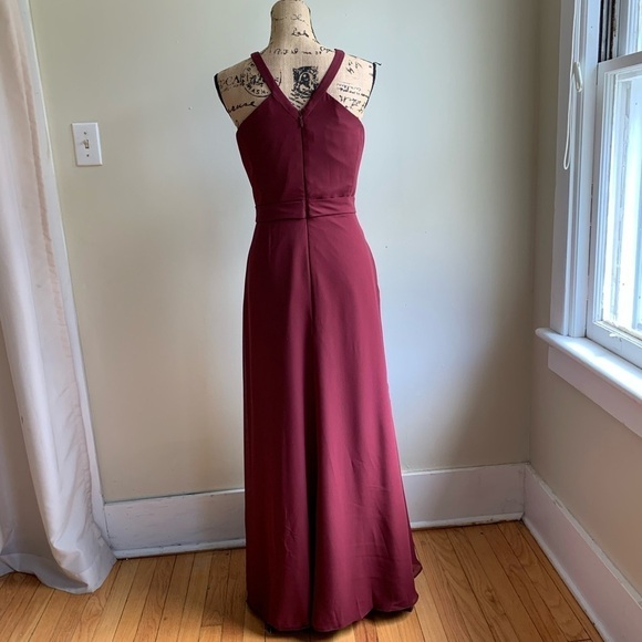 Azazie maron dress maxi size A12 sleeveless - Picture 3 of 12